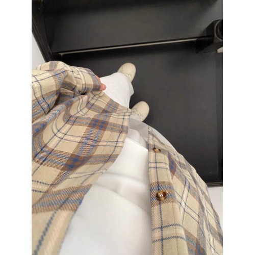 磨毛棉格子襯衫女內搭曡穿春秋薄外套長袖上衣格子衫復古襯衣秋冬