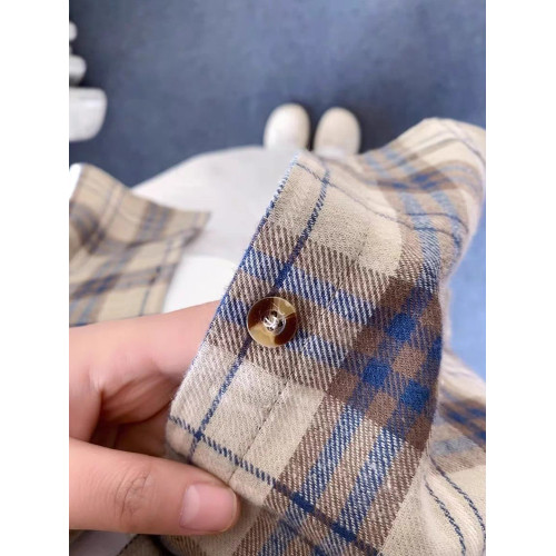 磨毛棉格子襯衫女內搭曡穿春秋薄外套長袖上衣格子衫復古襯衣秋冬