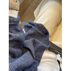 韓系藍色格子磨毛襯衫女春秋冬季新款慵懶風寬鬆百搭襯衣情侶外套