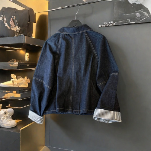 廣州十三行高貨爆款~拼接撞色明線繙領牛仔外套女春秋寬鬆小個子