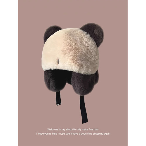 Classy key新加坡設計師聯名款可愛熊貓毛絨帽加厚護耳保暖滑雪帽