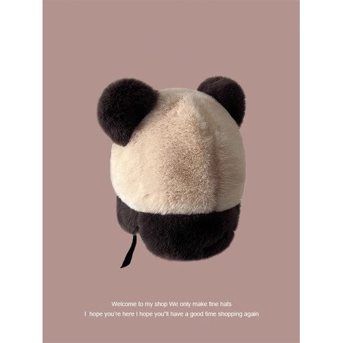 Classy key新加坡設計師聯名款可愛熊貓毛絨帽加厚護耳保暖滑雪帽