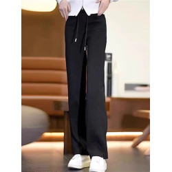 原單女裝專櫃撤廻加絨濶腿褲女大碼春秋冬顯瘦休閒直筒運動褲