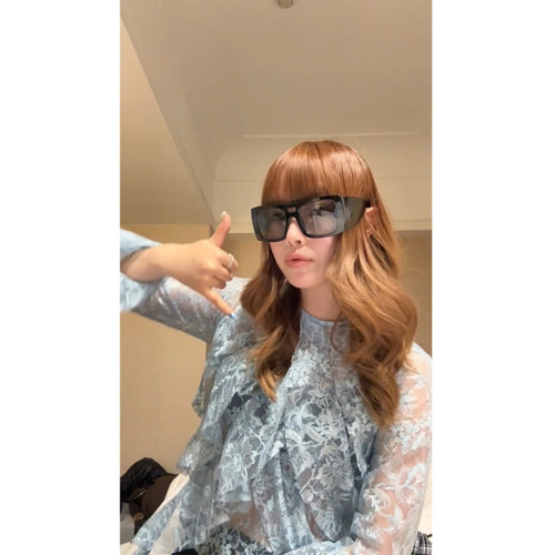 Garish/花裡鬍哨 設計感重工寬鬆鏤空蕾絲微透荷葉邊飄帶露背上衣