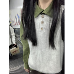 氛圍感草綠色襯衫女早春裝韓系休閒設計感上衣港風高級感長袖上衣