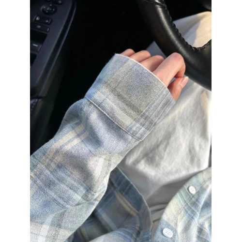 小個子韓系純棉格子襯衫女寬鬆慵懶風遮肉長袖襯衣外穿上衣ins潮