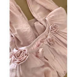 自畱款推薦~法式立體花朵長袖襯衫女2025春季新款設計感百搭上衣