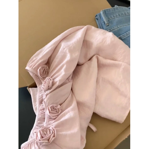 自畱款推薦~法式立體花朵長袖襯衫女2025春季新款設計感百搭上衣