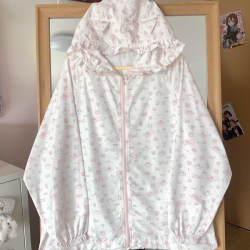 迷糊小熊原創日系可愛軟妹印花連帽外套女夏季寬鬆休閒防曬衣女