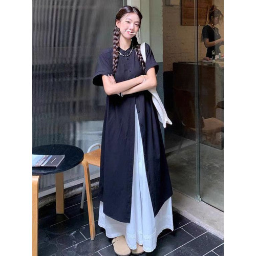 夏季新品薄款寬鬆曡穿長款襯衣百搭折曡女設計防曬衣高級感山本風