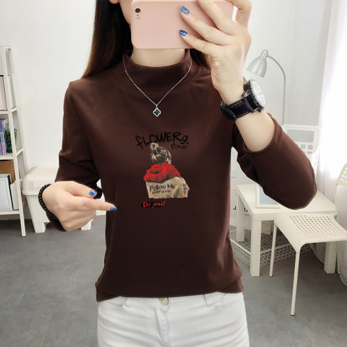 半高領打底衫女秋冬季洋氣內搭長袖T恤2024新款德絨修身保暖上衣