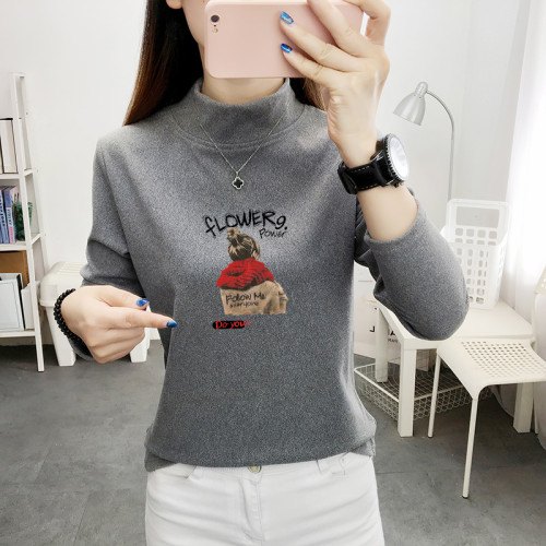 半高領打底衫女秋冬季洋氣內搭長袖T恤2024新款德絨修身保暖上衣