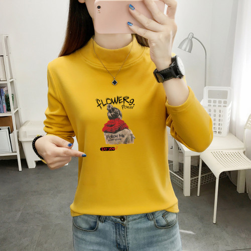 半高領打底衫女秋冬季洋氣內搭長袖T恤2024新款德絨修身保暖上衣