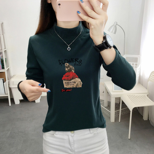 半高領打底衫女秋冬季洋氣內搭長袖T恤2024新款德絨修身保暖上衣