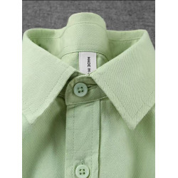 100%純棉簡約休閒風正肩長袖黃色襯衫上衣基礎款小衆百搭外套薄款