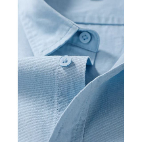 100%純棉簡約休閒風正肩長袖黃色襯衫上衣基礎款小衆百搭外套薄款