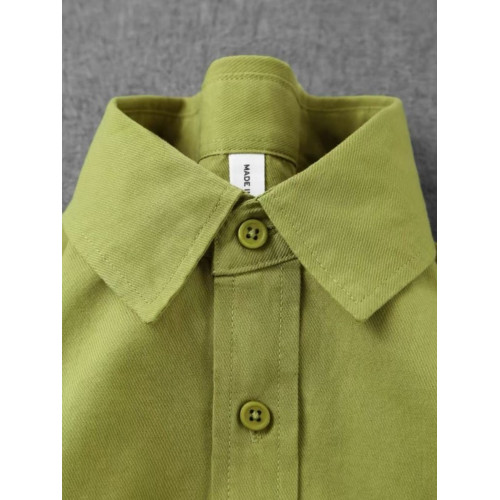 100%純棉簡約休閒風正肩長袖黃色襯衫上衣基礎款小衆百搭外套薄款