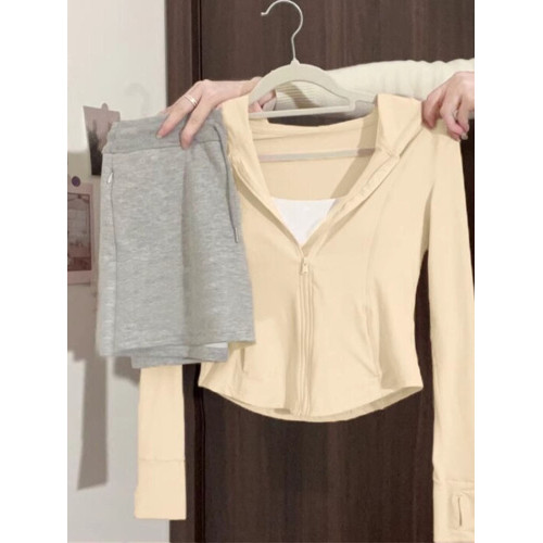 奶黃冰絲防曬遮陽衣女款夏2025新款外套修身瑜珈服運動短上衣薄款