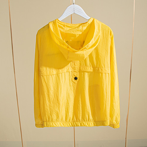 黃色防曬衣女2025春夏新款長袖時尚透氣防紫外線防曬服薄外套開衫