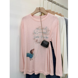 涼感透氣防曬萊賽爾天絲t恤罩衫外穿女夏季2025新款趣味印花上衣