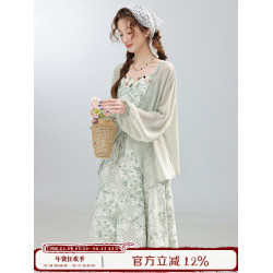 三寸藕【靈動青檸】2025秋季新款綠色薄款防曬開衫搭配吊帶裙外套