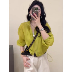 短款外套薄款亞麻防曬衣女2026新款爆款夏季設計感抽繩立領上衣女