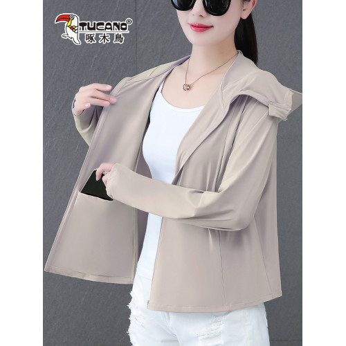 啄木鳥冰絲防曬衣女夏季2025新款透氣戶外防紫外線外套遮肉上衣女