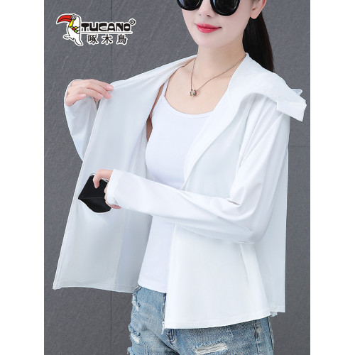 啄木鳥冰絲防曬衣女夏季2025新款透氣戶外防紫外線外套遮肉上衣女