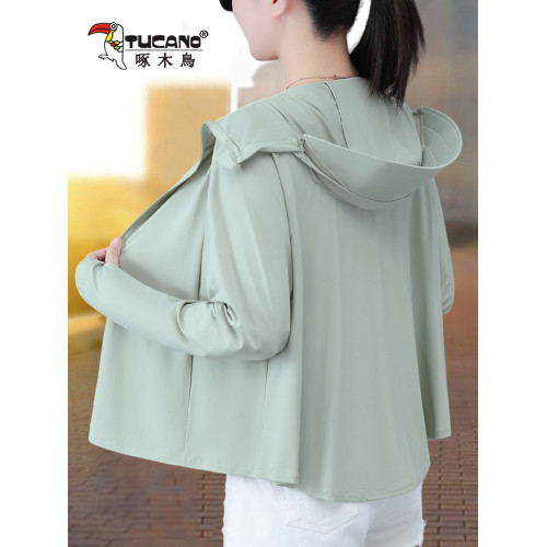 啄木鳥冰絲防曬衣女夏季2025新款透氣戶外防紫外線外套遮肉上衣女