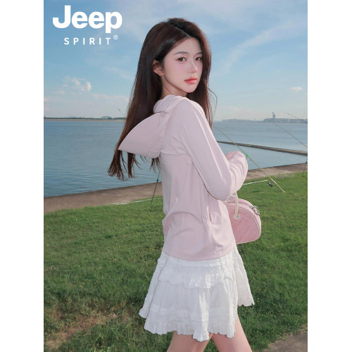 JEEP粉色冰絲防曬衣女款2025新款夏季防紫外線寬鬆輕薄防曬服外套