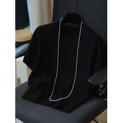 純色圓領冰絲短袖針織衫2025夏季精緻簡約寬鬆慵懶舒適正肩上衣女