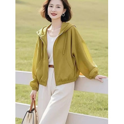 橙色連帽防曬衣女2025新款夏季減齡休閒百搭透氣薄款防曬服上衣潮