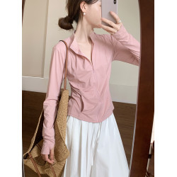 話裡精緻時尚涼感防曬衣2025秋季新款韓版薄款舒適顯瘦長袖上衣女