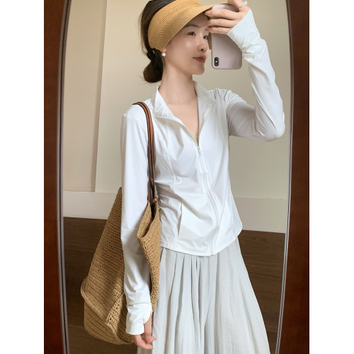 話裡精緻時尚涼感防曬衣2025秋季新款韓版薄款舒適顯瘦長袖上衣女