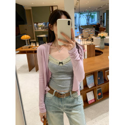 萊賽爾天絲藍色輕薄防曬長袖開衫女2025新款配吊帶裙子外穿小上衣