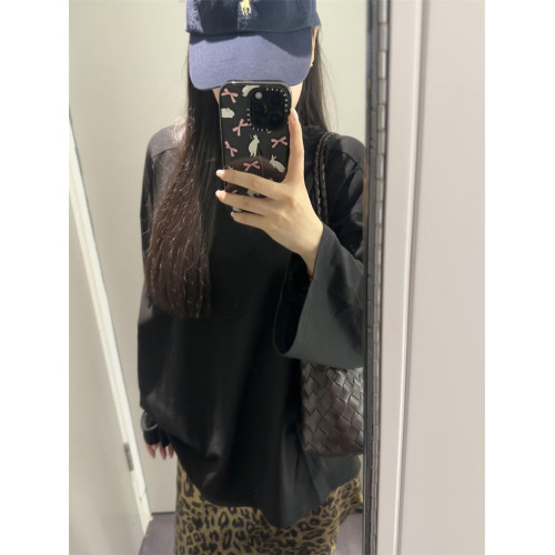 美式高街松弛感黑色簡約長袖防曬罩衫女夏季原宿風休閒寬鬆上衣潮