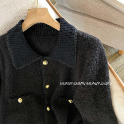 意料之外的腔調和時髦~毛衣開衫外套加厚POLO領寬鬆短款針織上衣