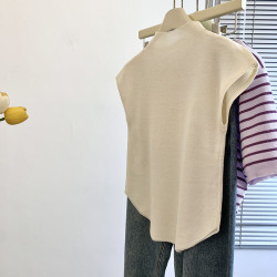 專櫃撤廻剪標立體花朵半高領短袖T恤女夏季新款正肩獨特修身上衣