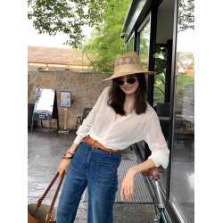 薄款微透顯瘦溫柔純色針織t恤2025夏季氣質長袖上衣時尚防曬服女