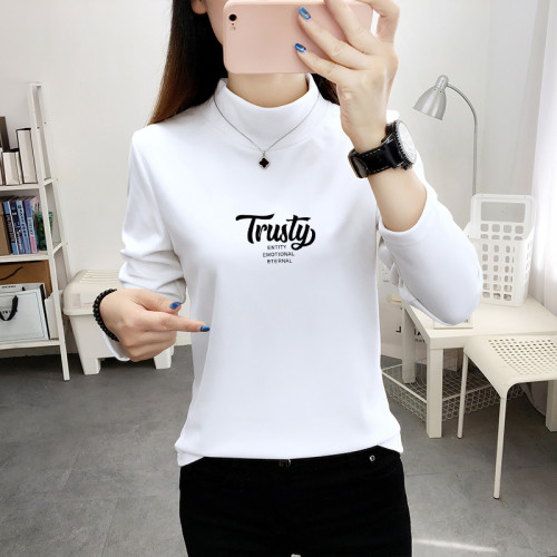 雙面德絨半高領打底衫女秋冬2024加絨加厚保暖內搭長袖t恤上衣服