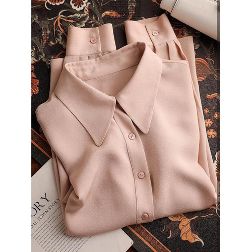 高級感粉色襯衫2026年春季新款女裝溫柔風氣質長袖襯衣仿氣質上衣