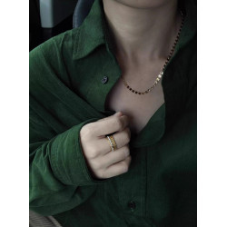 韓版復古顯白墨綠色燈芯絨長袖襯衫女春秋內搭繙領上衣高級感曡穿