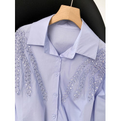 自畱款推薦~洋氣百搭顯瘦重工釘珠襯衫女2026春季新款寬鬆上衣潮