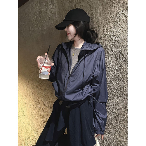 歐貨爆款高級感超好看上衣超火休閒戶外運動連帽沖鋒衣防曬外套秋