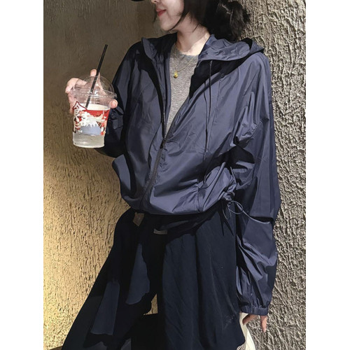 歐貨爆款高級感超好看上衣超火休閒戶外運動連帽沖鋒衣防曬外套秋