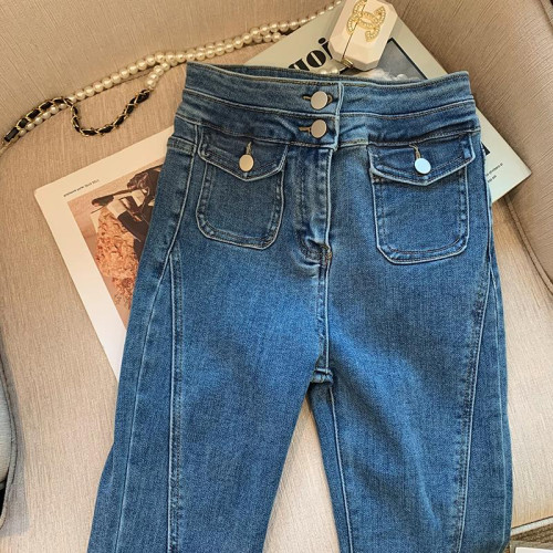 一線大牌撿漏高腰牛仔褲女2025新款直筒顯瘦復古微喇褲子