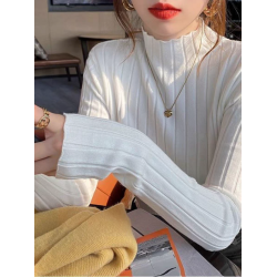 撿漏南油歐貨折釦店女裝剪標純色打底衫女秋冬內搭半高領針織上衣