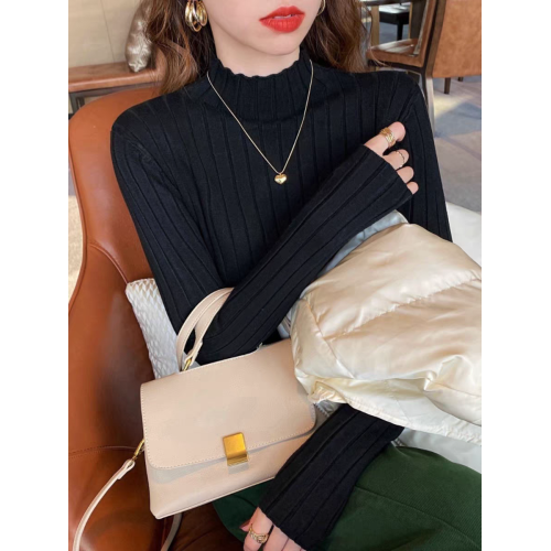 撿漏南油歐貨折釦店女裝剪標純色打底衫女秋冬內搭半高領針織上衣