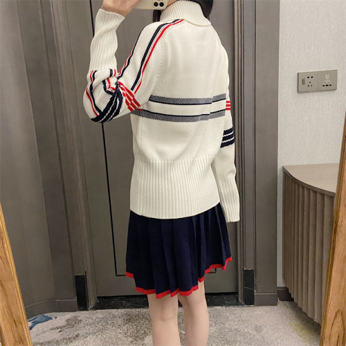 25秋冬法式繙領小衆設計感打底衫毛衣五角星字母提花針織上衣百搭