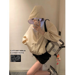防曬衣女2024夏季新款設計感抽繩連帽透氣沖鋒衣寬鬆薄款防曬外套